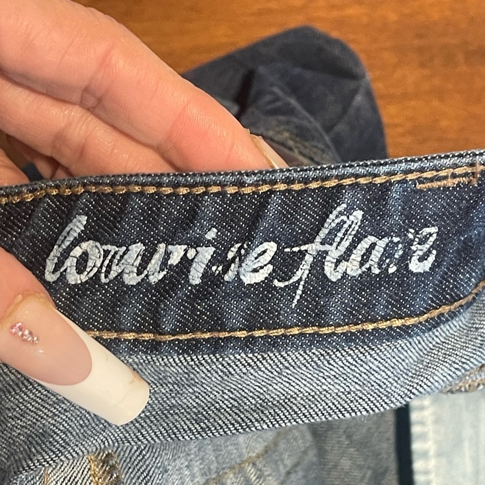 Vintage Upcycle Calvin Klein jeans plaid, low rise flare, wide leg jeans,30 - Picture 8 of 10